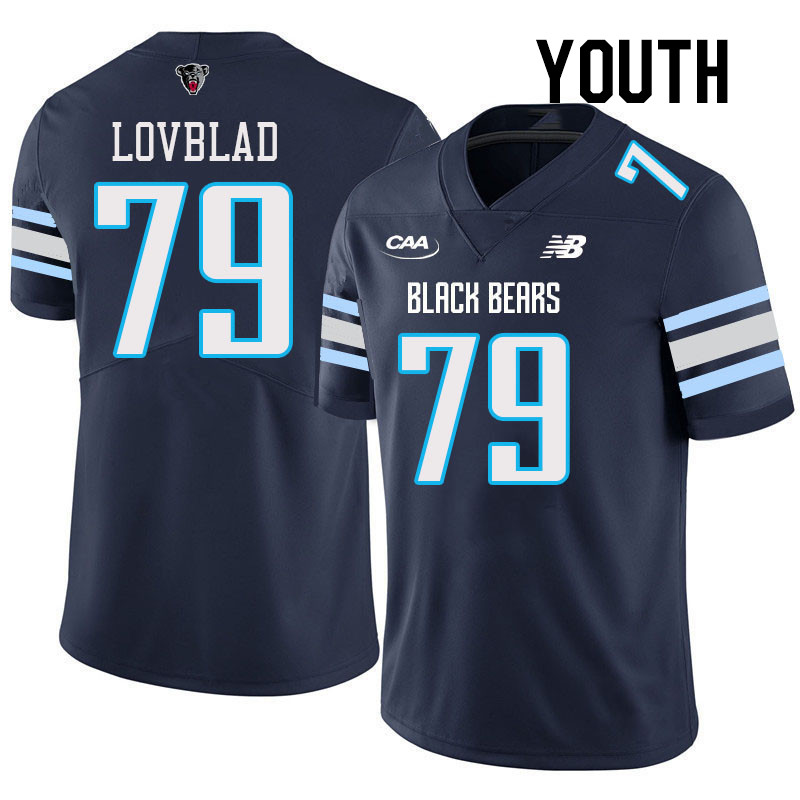 Youth #79 Max Lovblad Maine Black Bears College Football Jerseys Stitched Sale-Navy